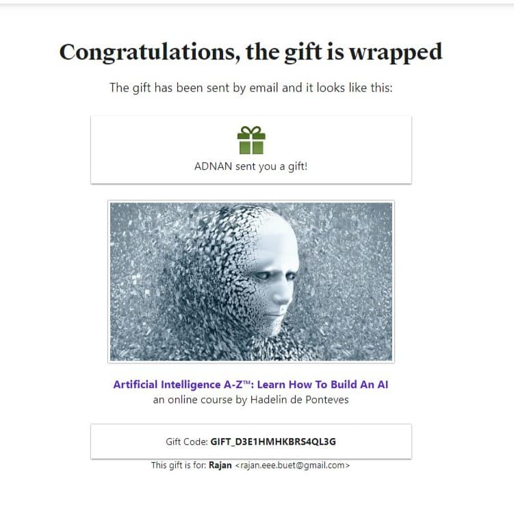 Purchase proof — AI Udemy course delivery Bangladesh