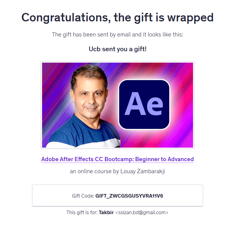 Purchase proof — ae-2 Udemy course delivery in Bangladesh