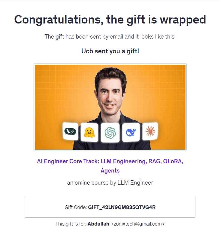 Purchase proof — ai-engineer Udemy course delivery in Bangladesh