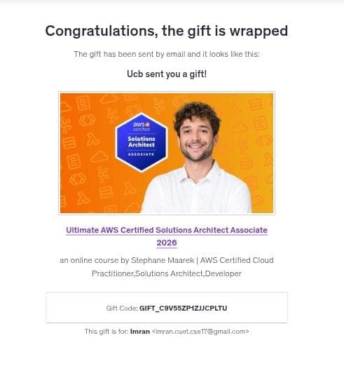 Purchase proof — aws Udemy course delivery in Bangladesh