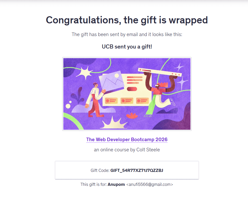 Purchase proof — bootcamp Udemy course delivery in Bangladesh