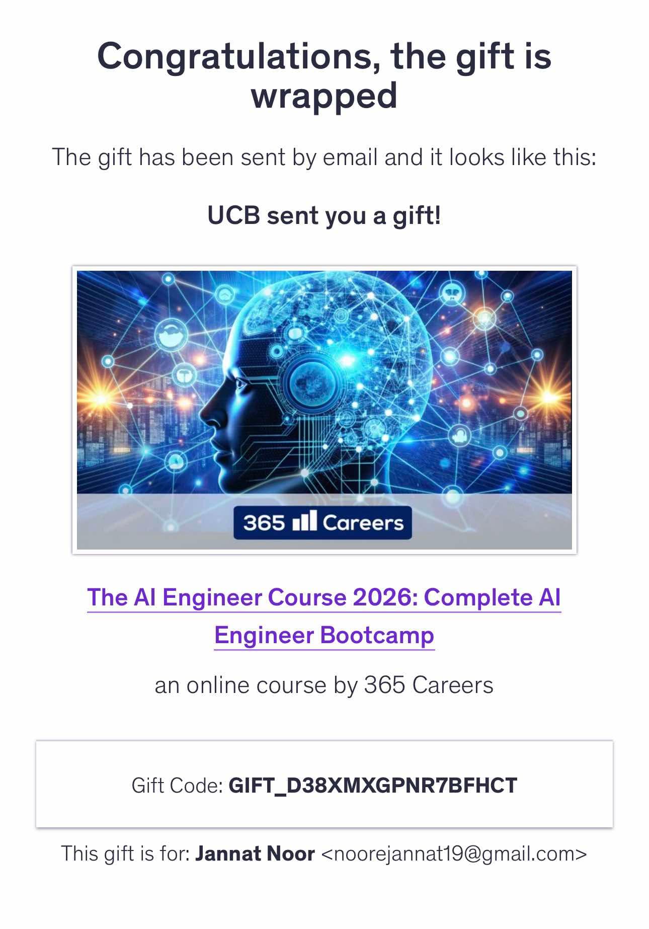 Purchase proof — data analysis Udemy course delivery in Bangladesh