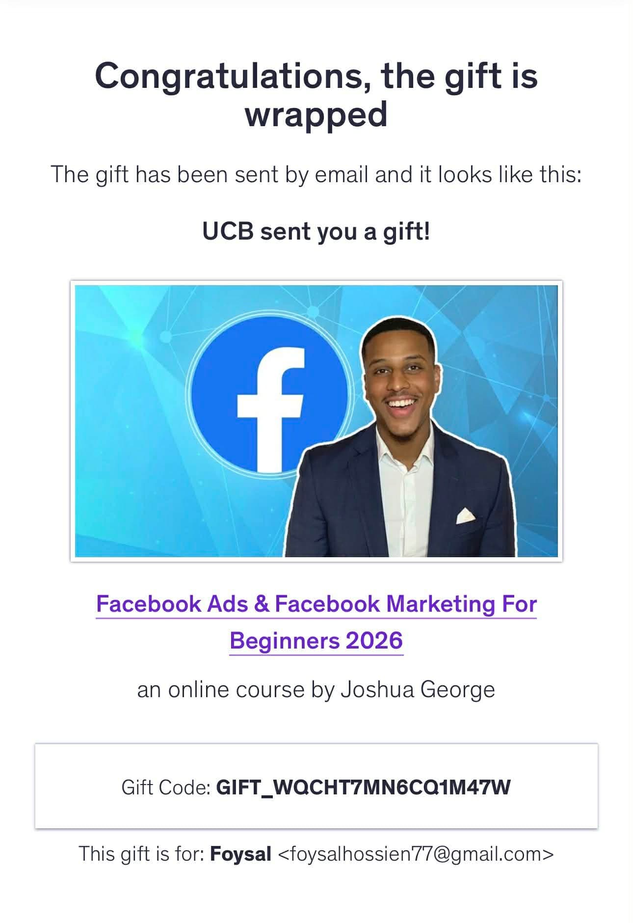 Purchase proof — fb-ads Udemy course delivery in Bangladesh