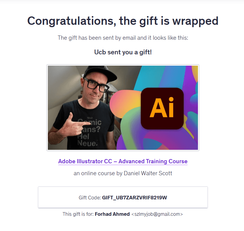 Purchase proof — illustrator-advance Udemy course delivery in Bangladesh