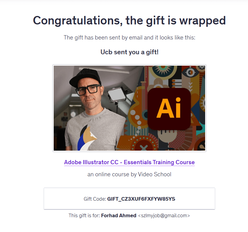 Purchase proof — illustrator-basic Udemy course delivery in Bangladesh