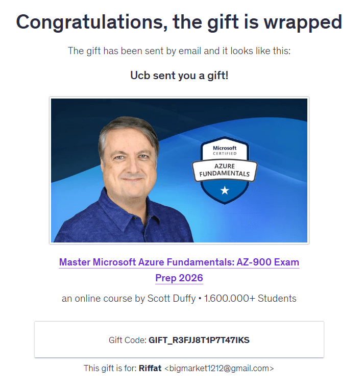 Purchase proof — ms Udemy course delivery in Bangladesh