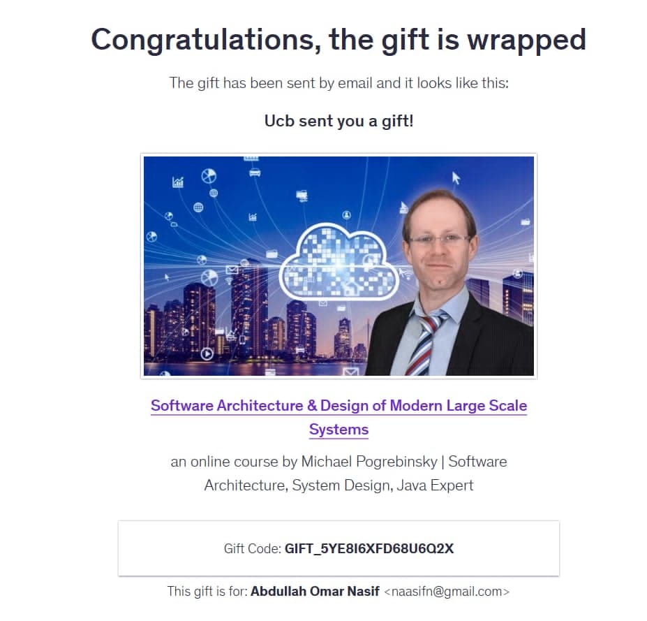 Purchase proof — software-arhitecture Udemy course delivery in Bangladesh